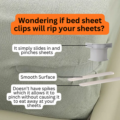 4 Bed Sheet Clips with the SnapLock™ Sheet System