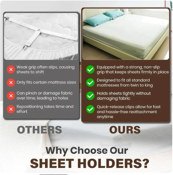 4 Bed Sheet Clips with the SnapLock™ Sheet System